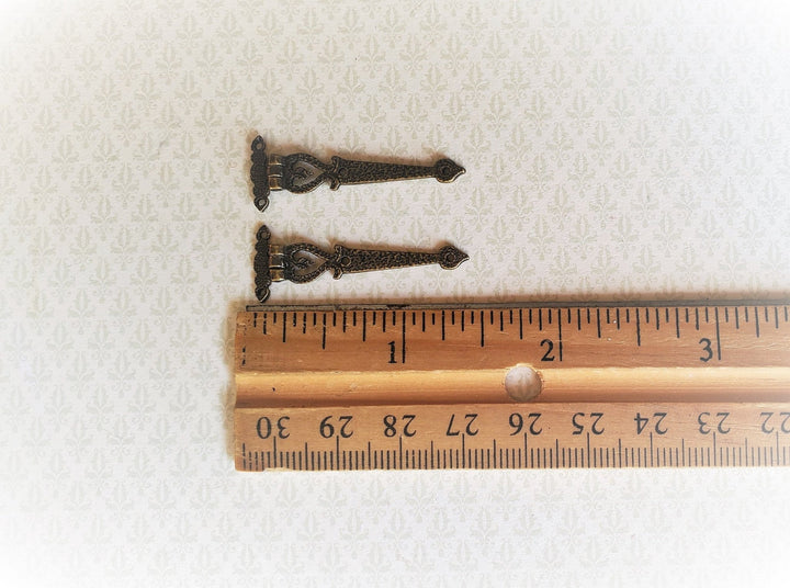 Dollhouse Miniature Hinge Large Antique Style Bronze 1:12 Scale Includes Nails - Miniature Crush