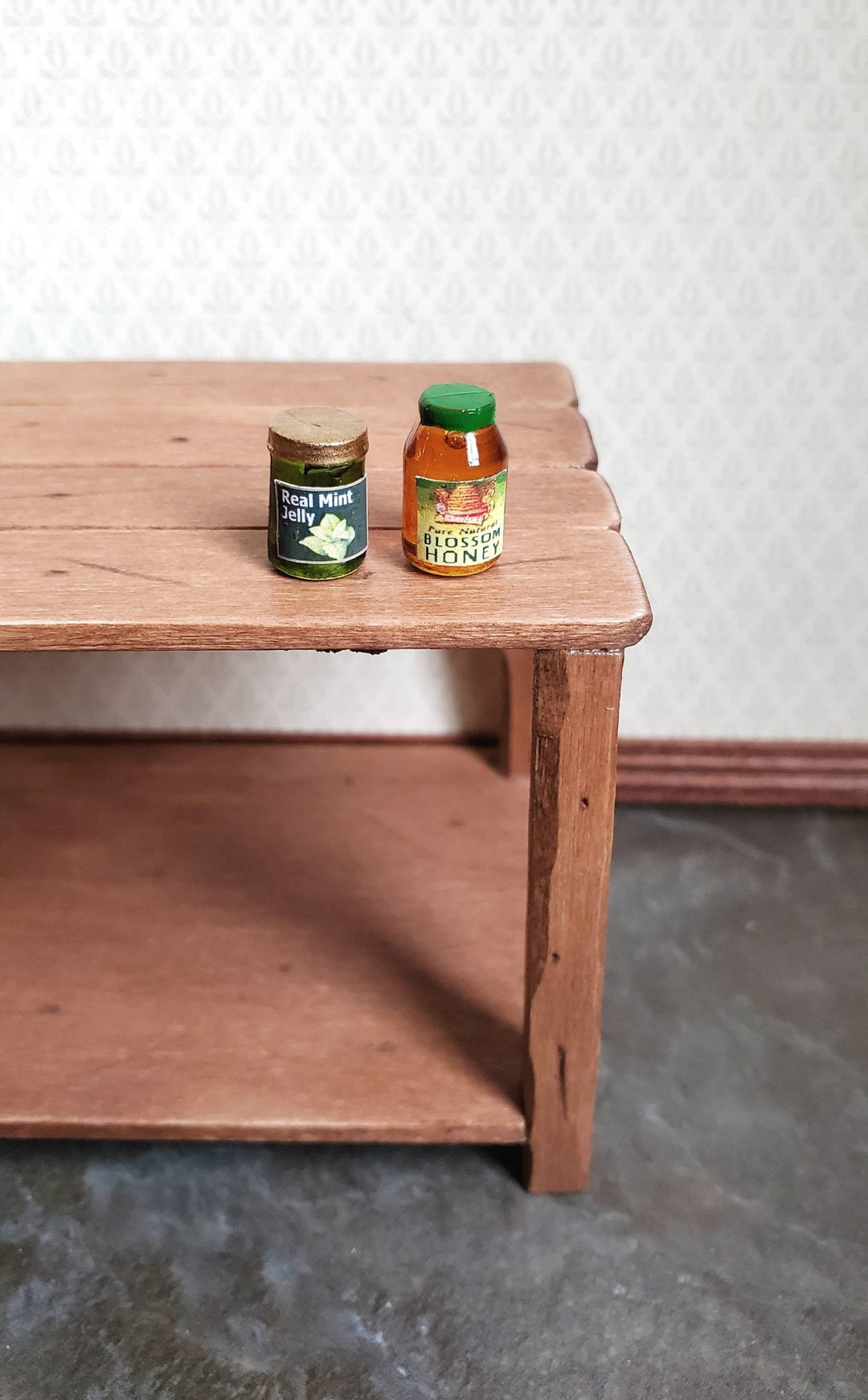 Dollhouse Miniature Honey & Jar of Mint Jelly 1:12 Scale Food Groceries Kitchen - Miniature Crush
