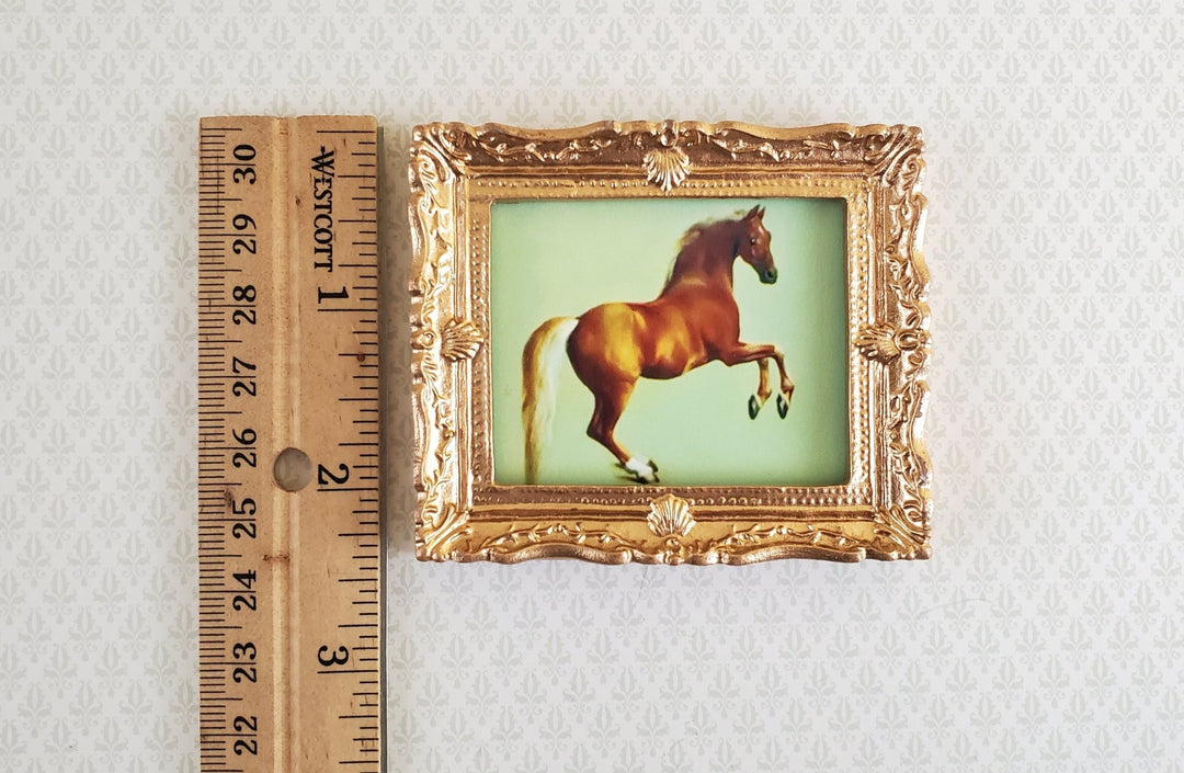 Dollhouse Miniature Horse Print George Stubbs Whistlejacket 1:12 Scale Gold Frame - Miniature Crush