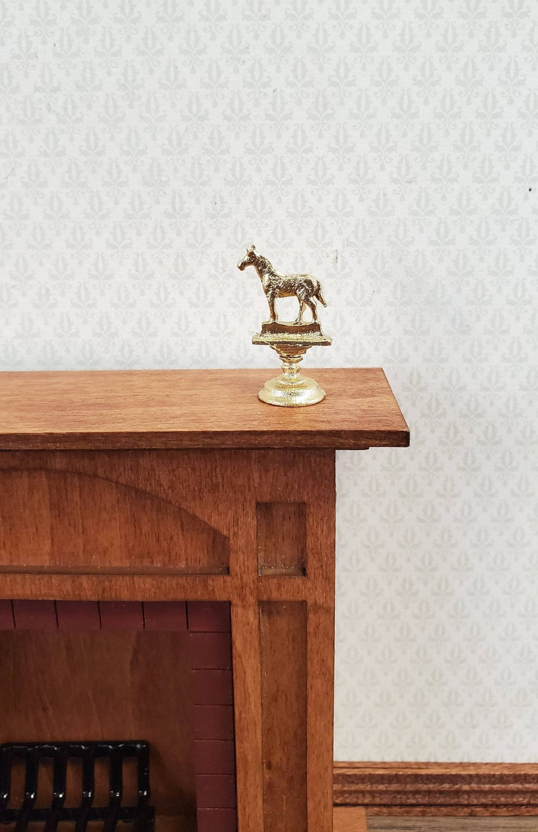 Dollhouse Miniature Horse Statue Trophy Gold 1:12 Scale Painted Metal - Miniature Crush