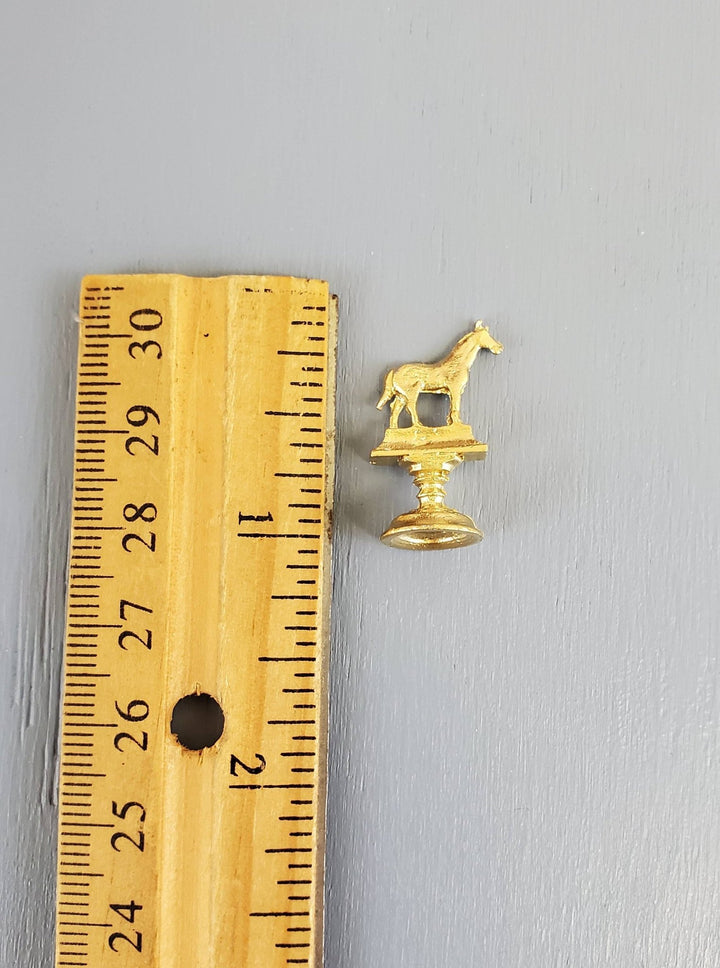 Dollhouse Miniature Horse Statue Trophy Gold 1:12 Scale Painted Metal - Miniature Crush