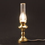 Dollhouse Miniature Hurricane Lamp 12 Volt Light 1:12 Scale Vintage Style Gold LT1003 - Miniature Crush