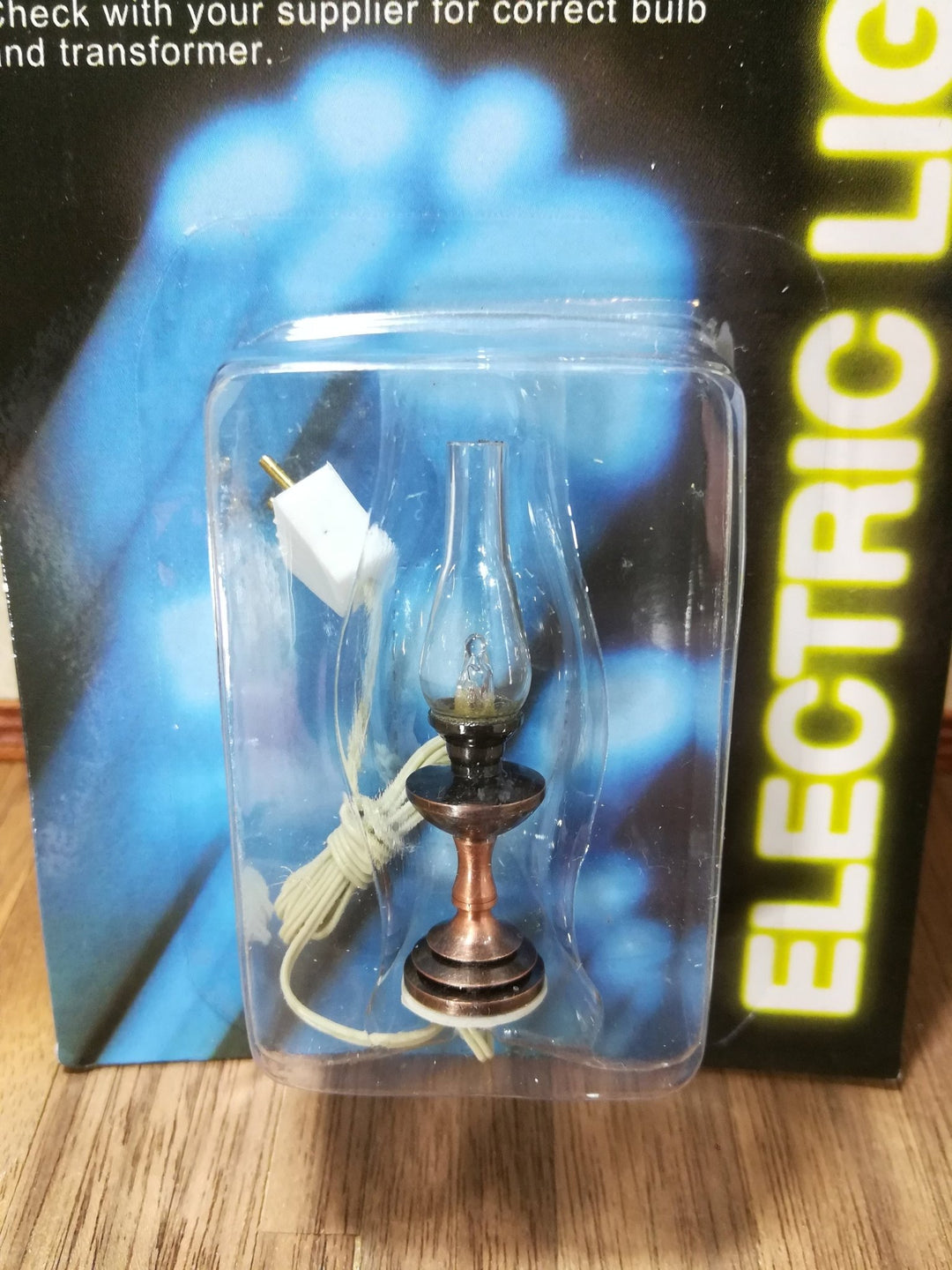 Dollhouse Miniature Hurricane Lamp Bronze Finish 12 Volt with Plug 1:12 Scale Lantern - Miniature Crush