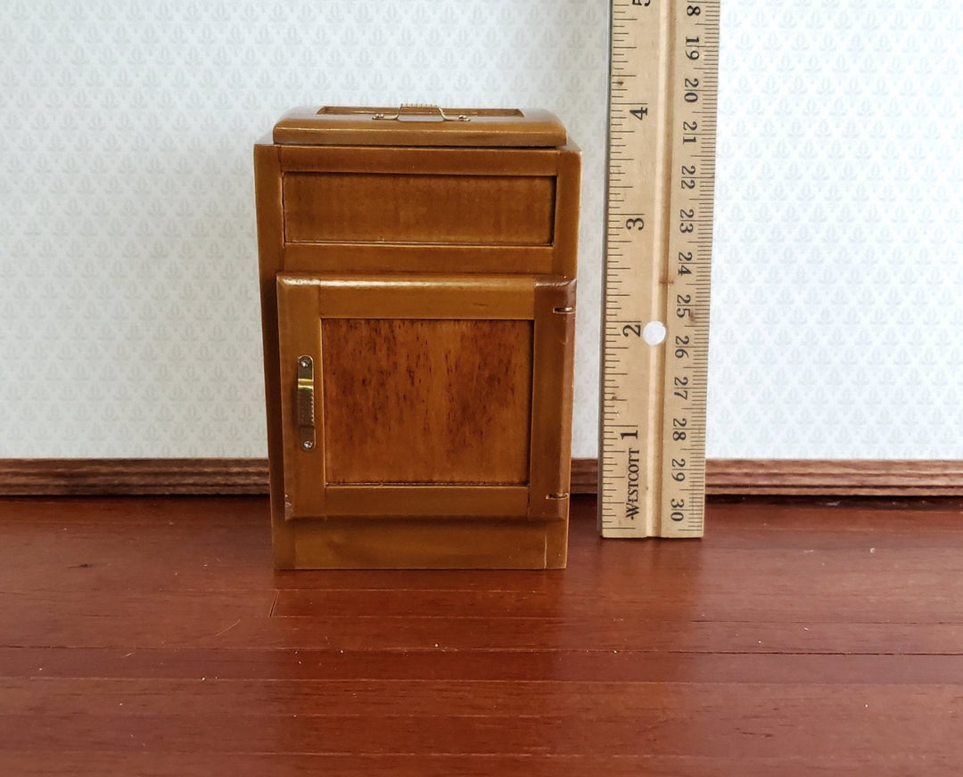 Dollhouse Miniature Ice Box Fridge Light Walnut Finish 1:12 Scale Wood Kitchen - Miniature Crush