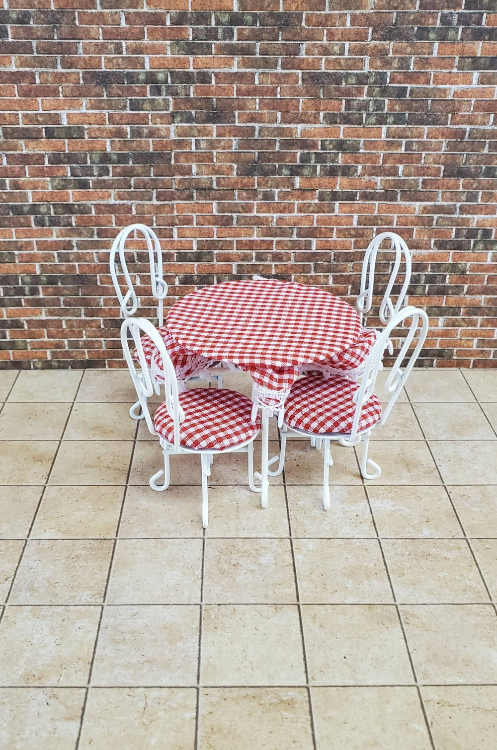 Dollhouse Miniature Ice Cream Parlor Patio Set Table 2 Chairs 1:12 Scale Fairy Garden Bistro - Miniature Crush