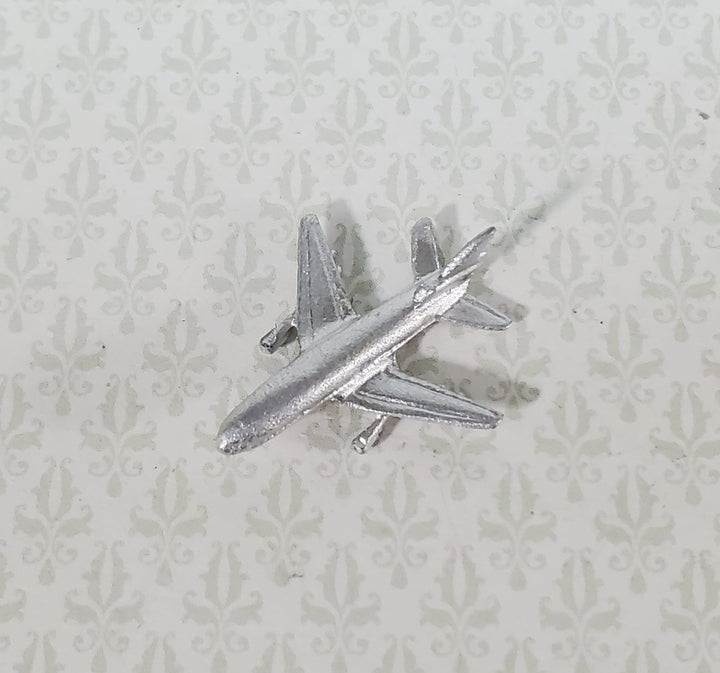 Dollhouse Miniature Jet Airplane Toy Tiny Airliner Painted Metal 1:12 Scale Plane - Miniature Crush