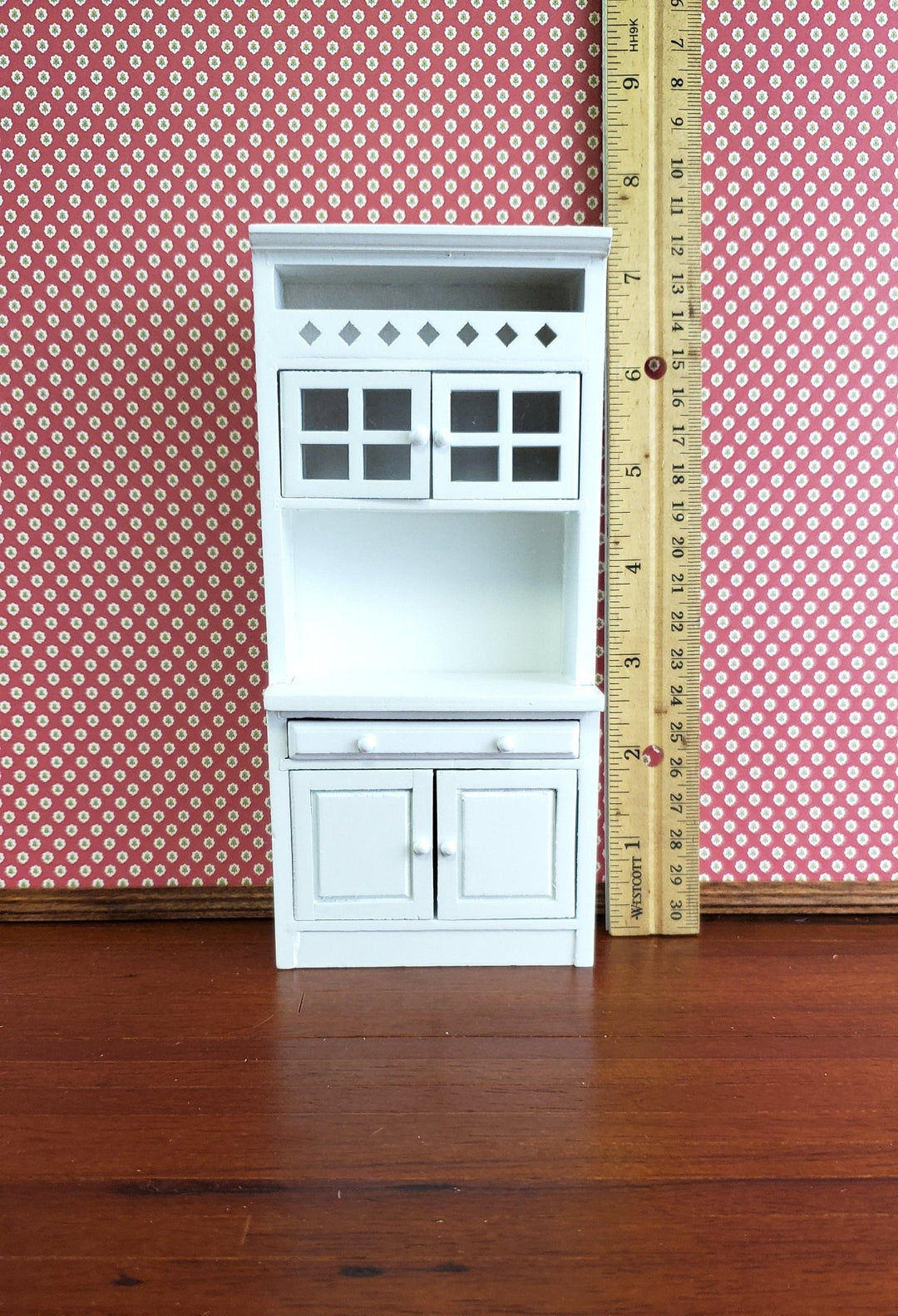 Dollhouse Miniature Kitchen Cabinet with Counter Tall Scale Furniture White - Miniature Crush