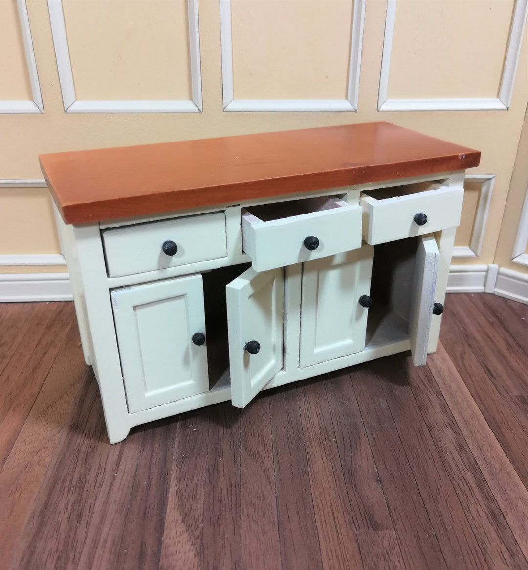 Dollhouse Miniature Kitchen Cabinet with Counter Top Buffet 1:12 Scale Cream - Miniature Crush