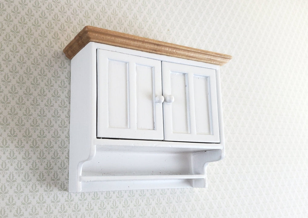 Dollhouse Miniature Kitchen Cupboard Cabinet Hanging White with Doors 1:12 Scale - Miniature Crush