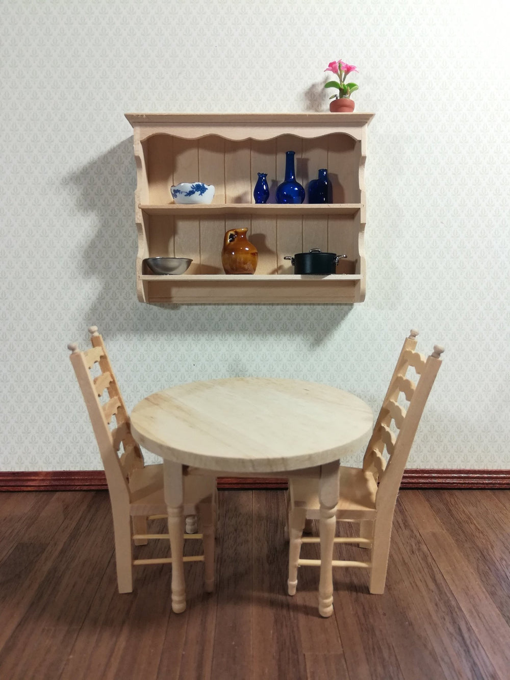 Dollhouse Miniature Kitchen Table Round 1:12 Scale Furniture Unfinished - Miniature Crush