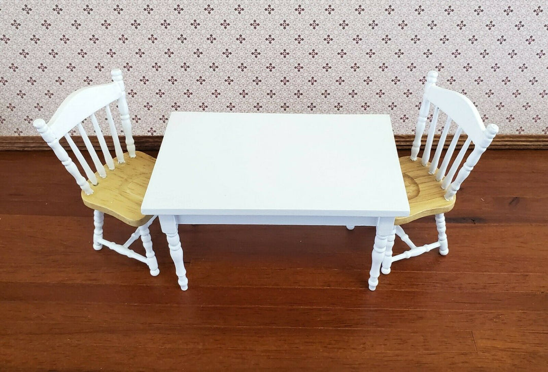 Dollhouse Miniature Kitchen Table White Finish 1:12 Scale Wood Furniture - Miniature Crush