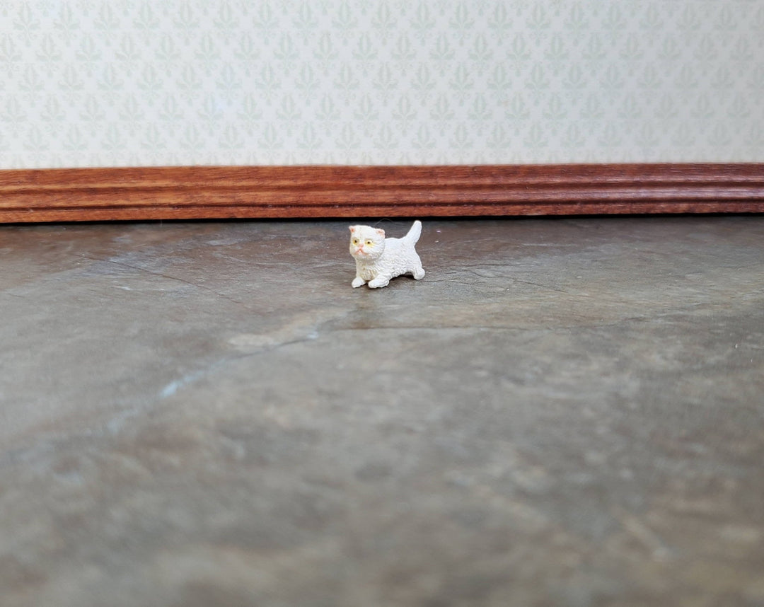Dollhouse Miniature Kitten White Persian Playing 1:24 Scale Animals Cats - Miniature Crush