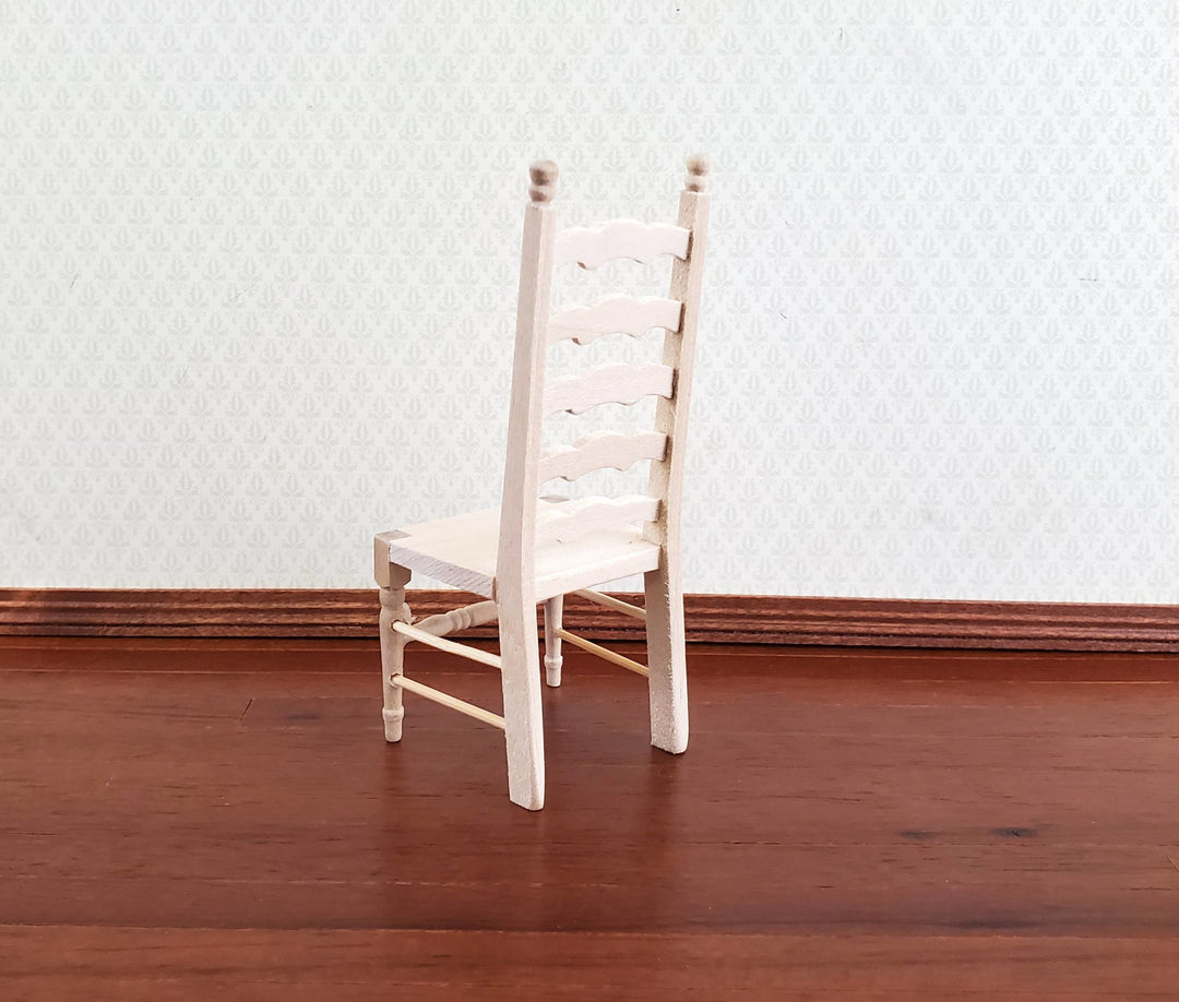 Dollhouse Miniature Ladderback Chair Unpainted for Kitchen or Dining Room 1:12 Scale Furniture - Miniature Crush