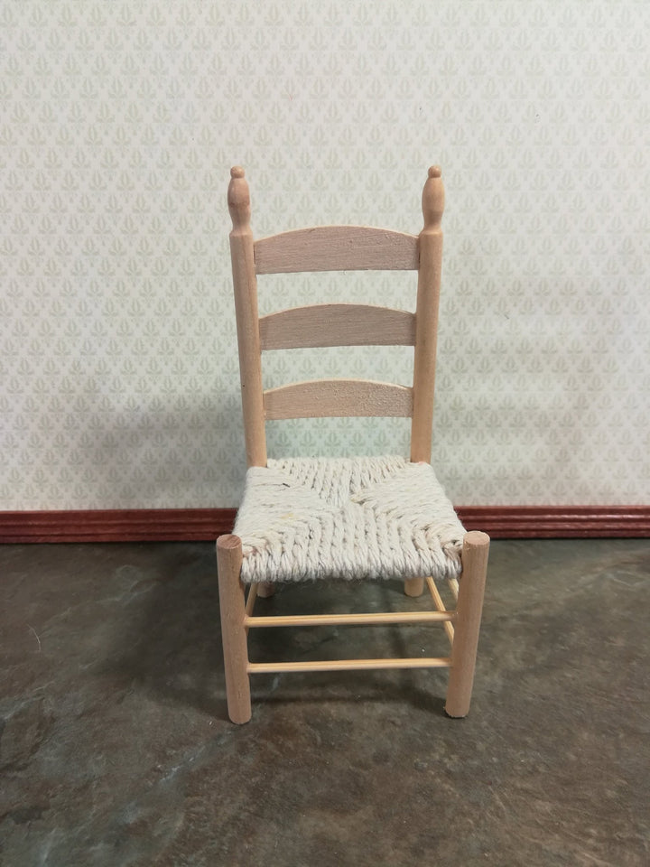 Dollhouse Miniature Ladderback Chair with Rush Seat for Kitchen or Dining Room 1:12 Scale Unfinished - Miniature Crush