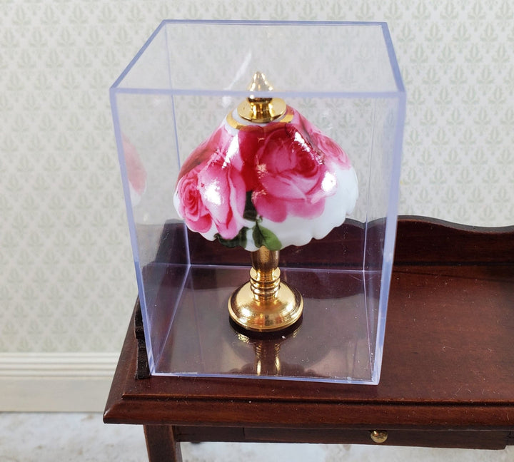 Dollhouse Miniature Lamp Non-Working Rose Pattern Reutter Porcelain 1:12 Scale - Miniature Crush