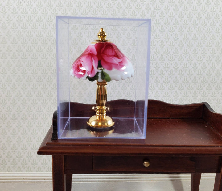 Dollhouse Miniature Lamp Non-Working Rose Pattern Reutter Porcelain 1:12 Scale - Miniature Crush