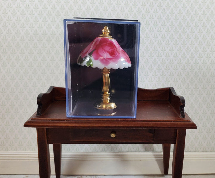 Dollhouse Miniature Lamp Non-Working Rose Pattern Reutter Porcelain 1:12 Scale - Miniature Crush