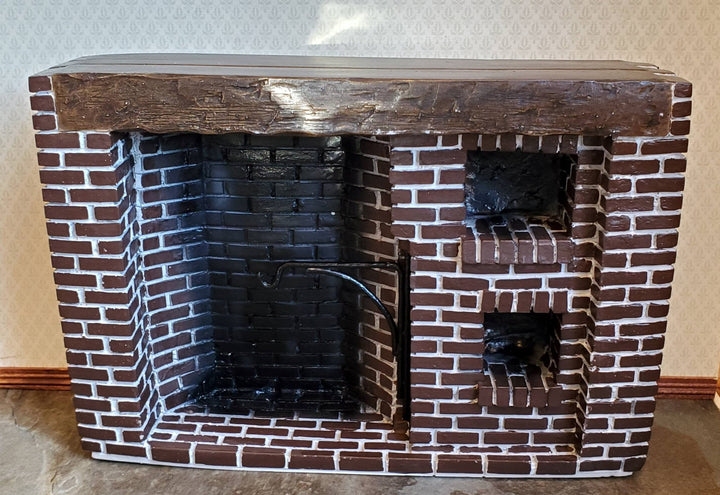 Dollhouse Miniature Large Fireplace Brick Walk-In Style Colonial 1:12 Scale - Miniature Crush