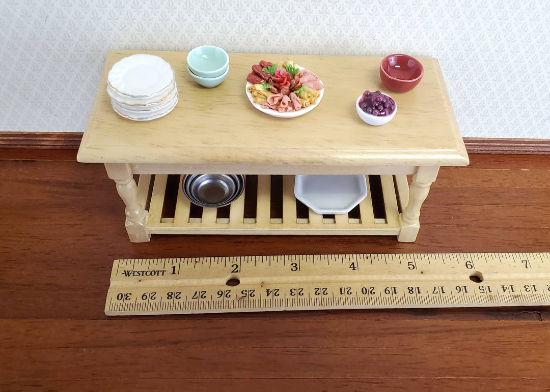Dollhouse Miniature Large Kitchen Prep Table 1:12 Scale Light Oak Furniture - Miniature Crush