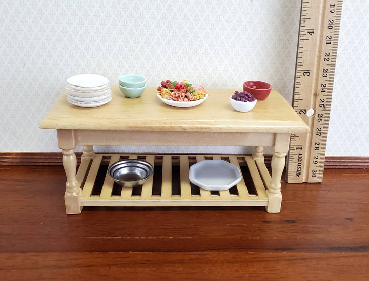Dollhouse Miniature Large Kitchen Prep Table 1:12 Scale Light Oak Furniture - Miniature Crush