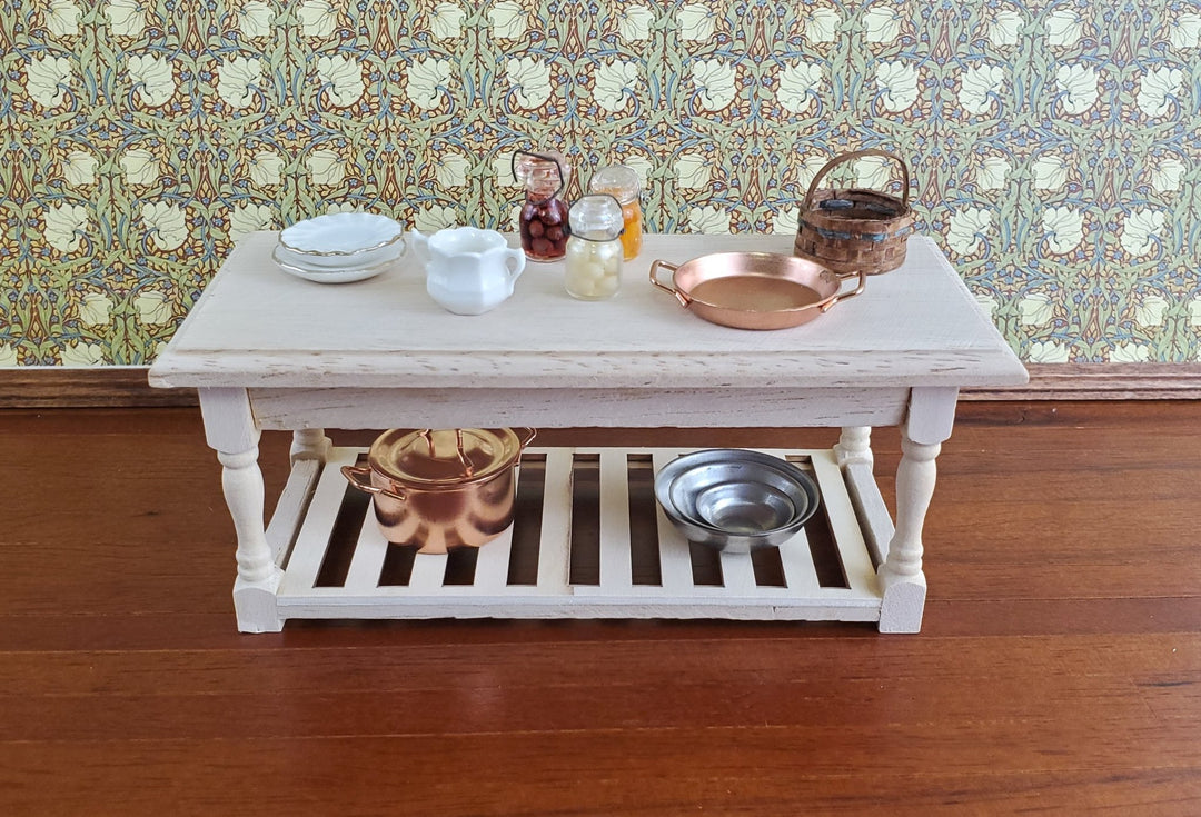 Dollhouse Miniature Large Kitchen Prep Table 1:12 Scale Unfinished Furniture - Miniature Crush