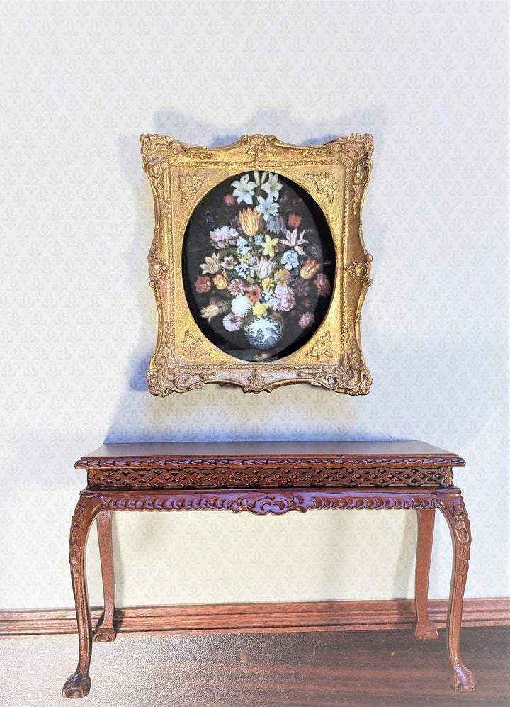 Dollhouse Miniature Large Picture Frame Fancy Gold Oval Opening 1:12 Scale - Miniature Crush