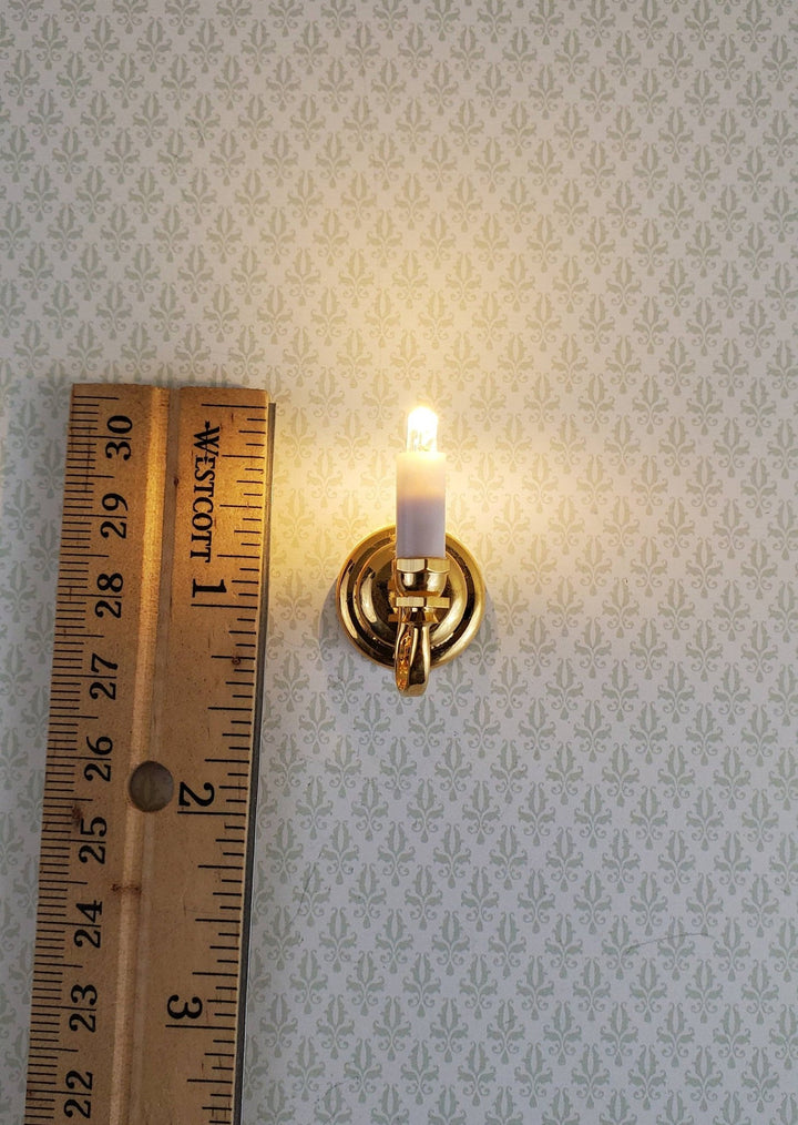 Dollhouse Miniature LED Battery Light Single Candle Wall Sconce 1:12 Scale - Miniature Crush