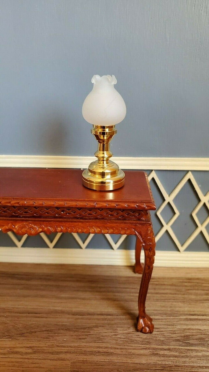 Dollhouse Miniature LED Battery Light Tulip Table Lamp Gold 1:12 Scale Lantern - Miniature Crush