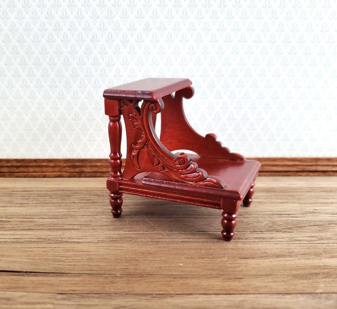 Dollhouse Miniature Library or Bed Steps 1:12 Scale Wood Mahogany Finish - Miniature Crush