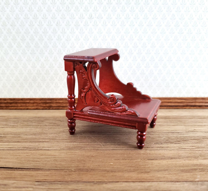 Dollhouse Miniature Library or Bed Steps 1:12 Scale Wood Mahogany Finish - Miniature Crush