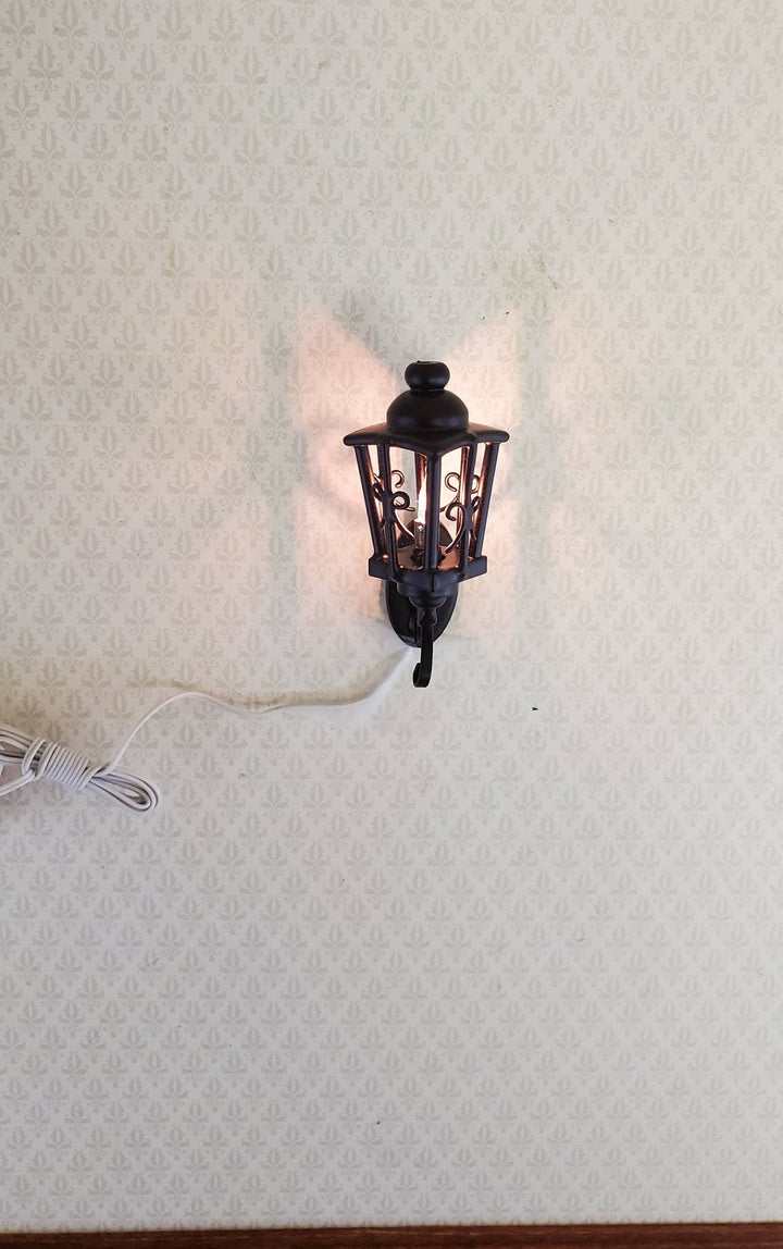 Dollhouse Miniature Light Black Coach Large Exterior Wall Lamp 1:12 Scale 12 Volt Electric - Miniature Crush