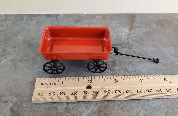 Dollhouse Miniature Little Red Wagon with Turning Wheels Metal 1:12 Scale - Miniature Crush