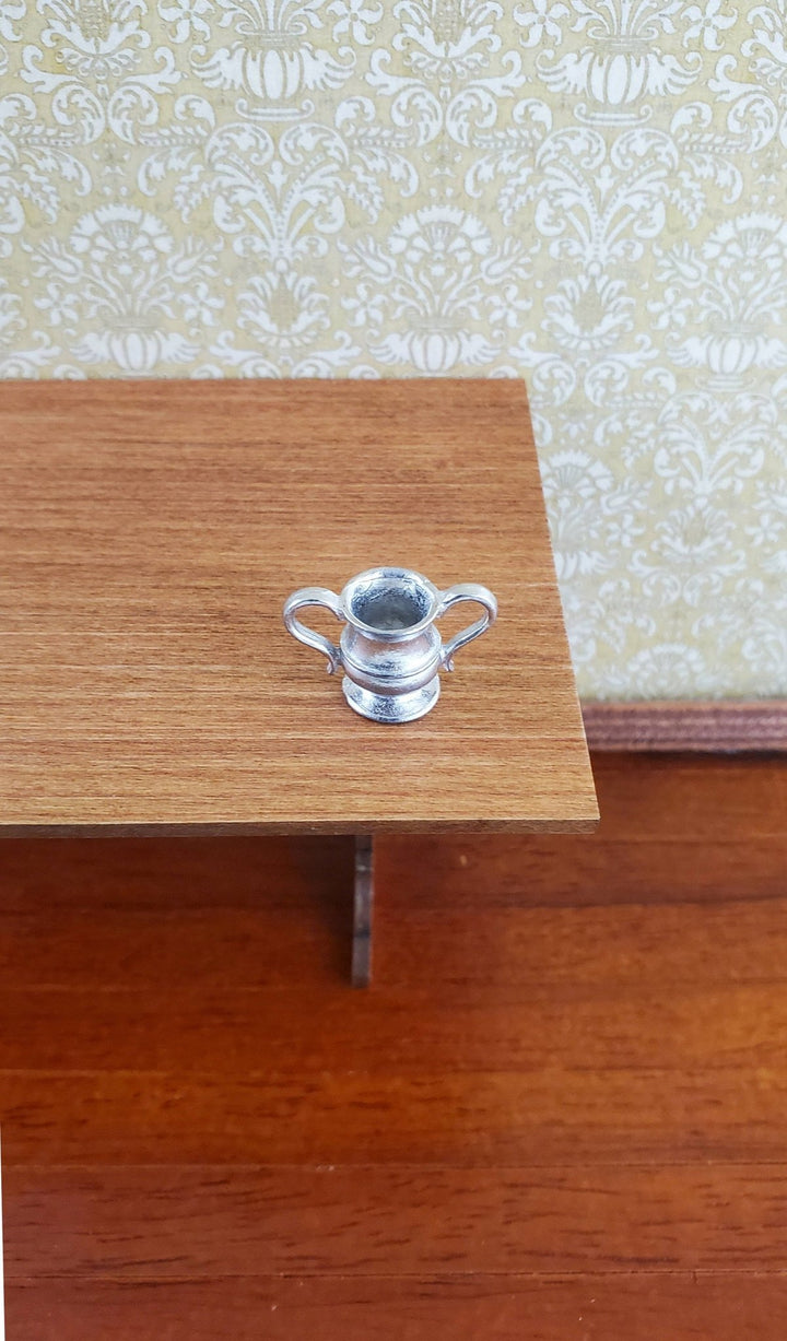 Dollhouse Miniature Loving Cup 2 Handled 1:12 Scale Cast Polished White Metal - Miniature Crush