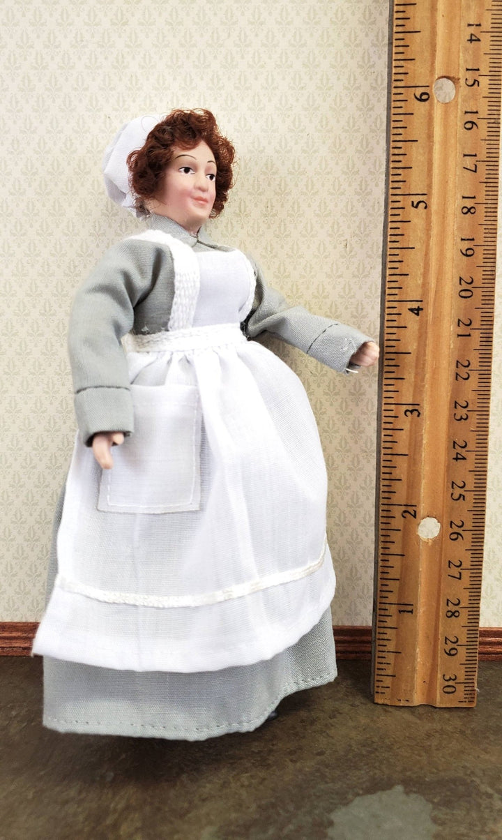 Dollhouse Miniature Maid Cook Housekeeper Doll Porcelain Poseable 1:12 Scale - Miniature Crush