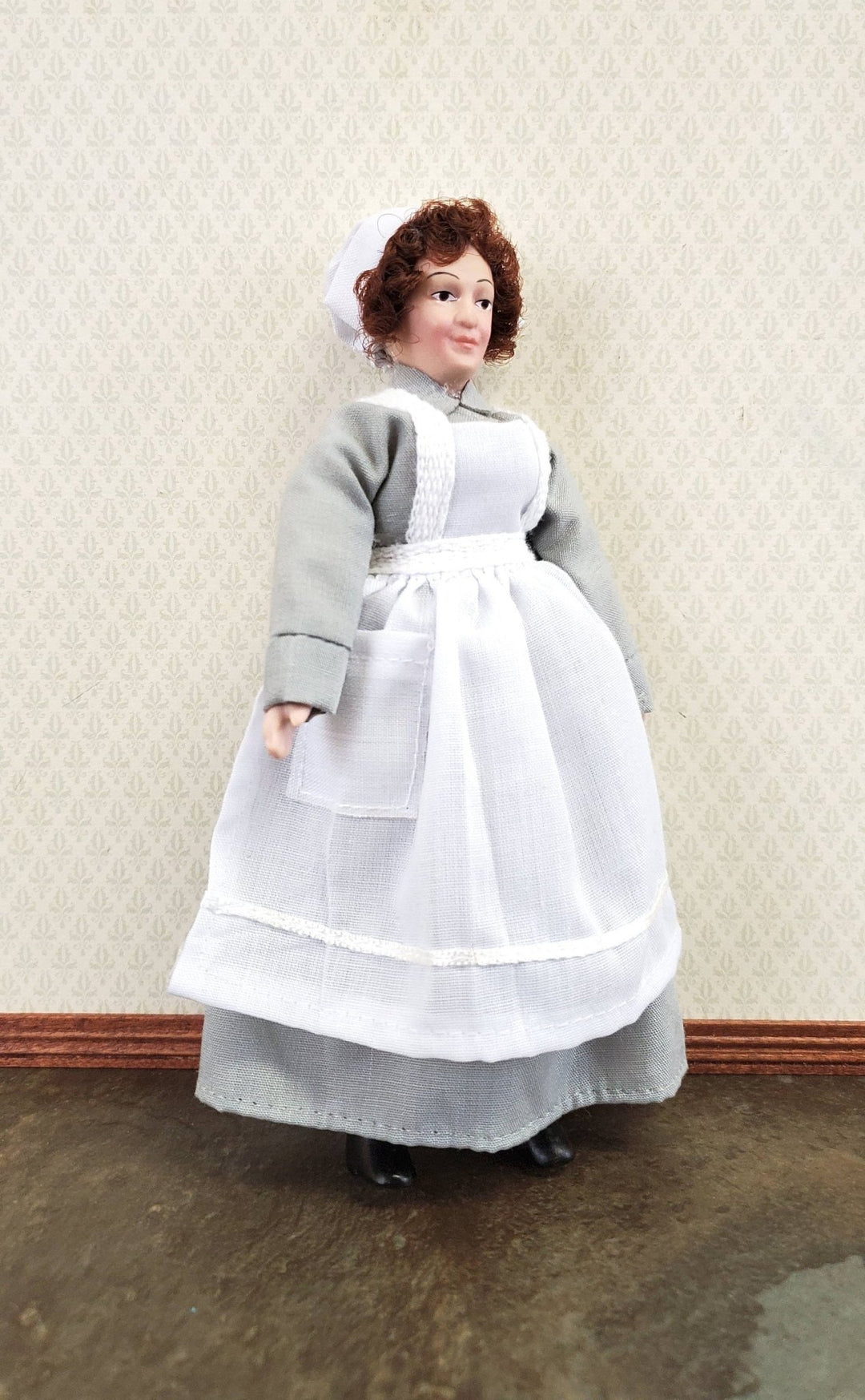 Dollhouse Miniature Maid Cook Housekeeper Doll Porcelain Poseable 1:12 Scale - Miniature Crush