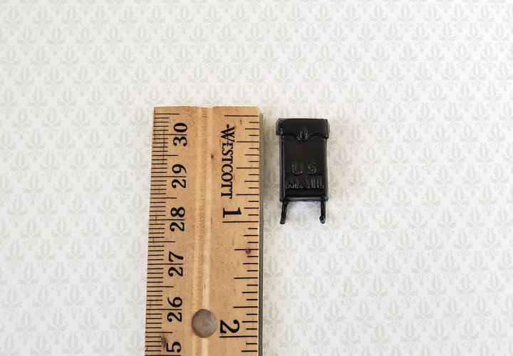 Dollhouse Miniature Mailbox Black with Newspaper Hooks 1:12 Scale Accessory - Miniature Crush