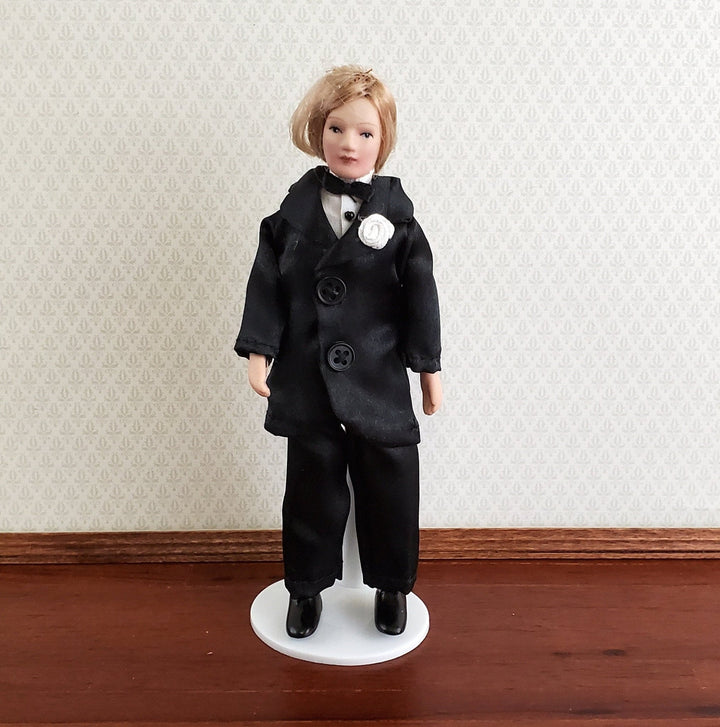 Dollhouse Miniature Man in Suit Groom Doll Porcelain Dad Father 1:12 Scale - Miniature Crush