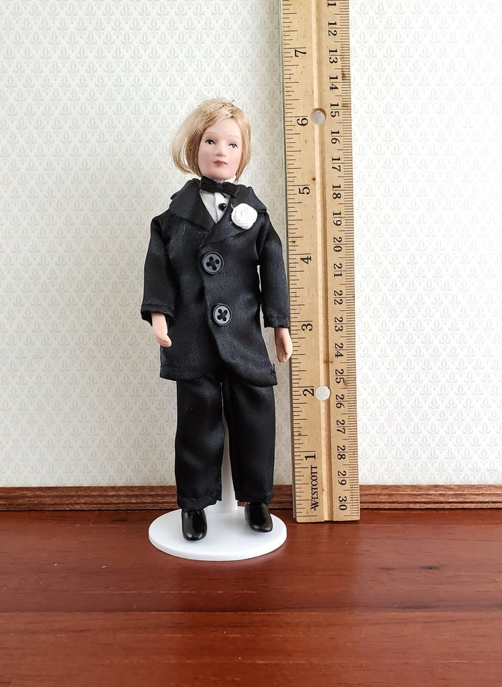 Dollhouse Miniature Man in Suit Groom Doll Porcelain Dad Father 1:12 Scale - Miniature Crush