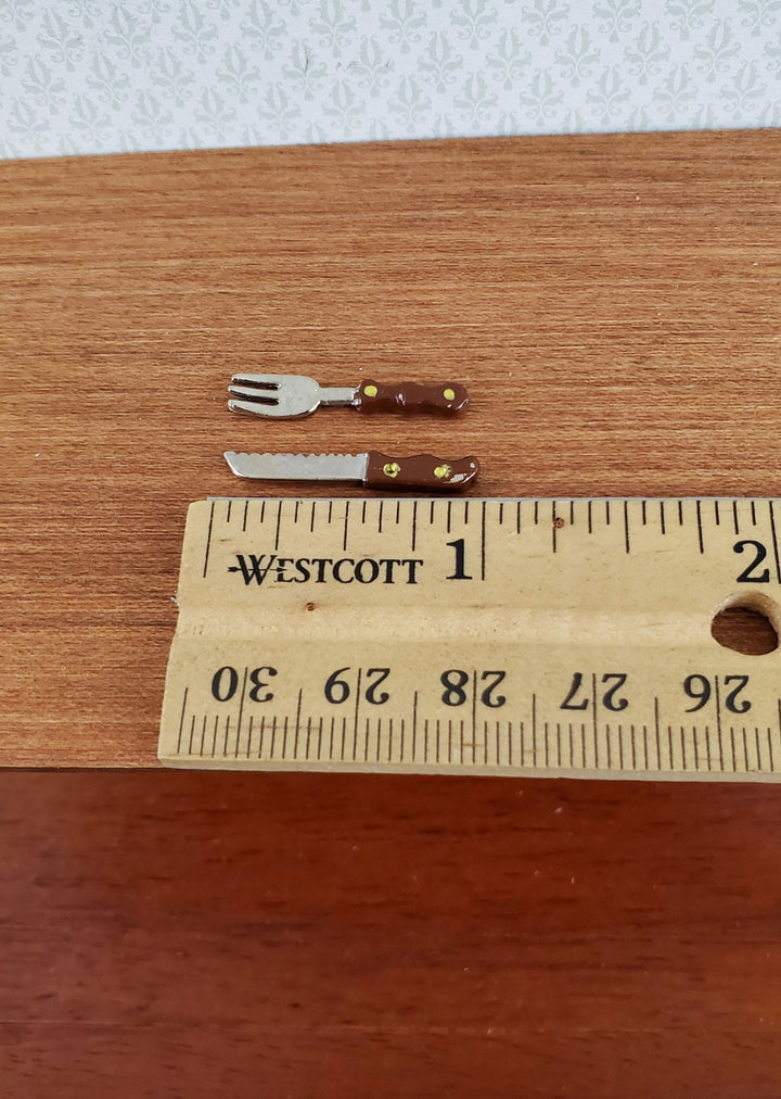 Dollhouse Miniature Meat Carving Knife and Large Fork 1:12 Scale Kitchen - Miniature Crush