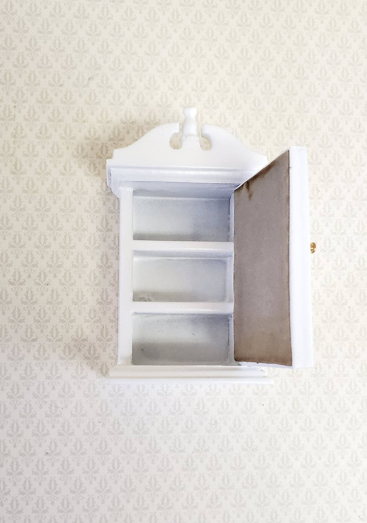 Dollhouse Miniature Medicine Cabinet Hanging White Shelves with Mirror 1:12 Scale Bathroom - Miniature Crush