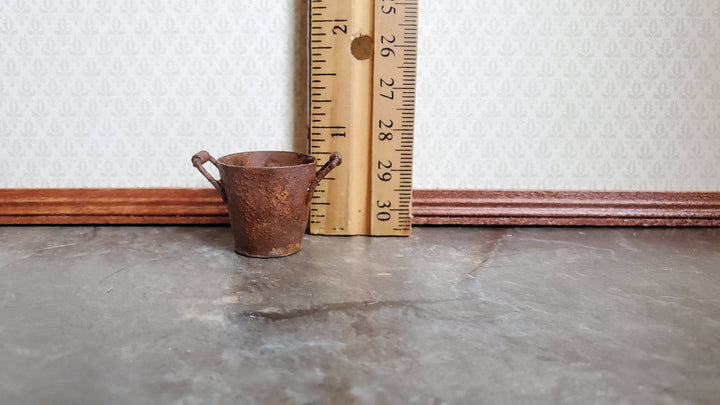 Dollhouse Miniature Metal Bucket Pail with Handles Rusted Aged 1:12 Scale Accessories - Miniature Crush