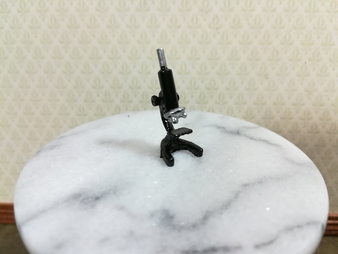 Dollhouse Miniature Microscope Black & Silver Metal 1:12 Scale - Miniature Crush