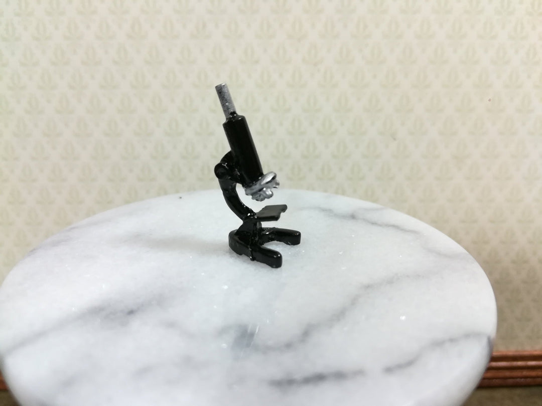 Dollhouse Miniature Microscope Black & Silver Metal 1:12 Scale - Miniature Crush