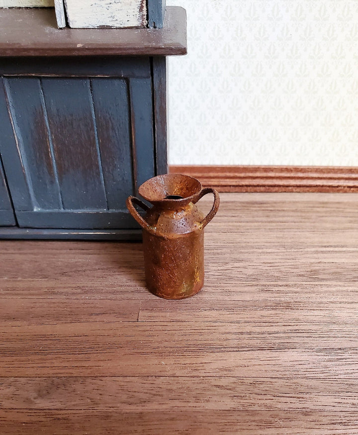 Dollhouse Miniature Milk Can Metal Vat with Handles Small Rusted Aged 1:12 Scale - Miniature Crush
