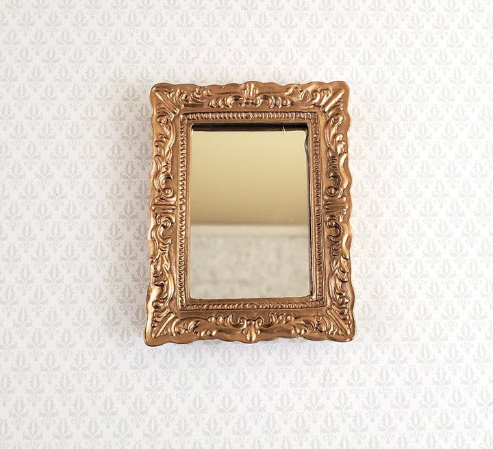 Dollhouse Miniature Mirror with Fancy Gold Frame 1:12 Scale 2 5/8" x 2" - Miniature Crush