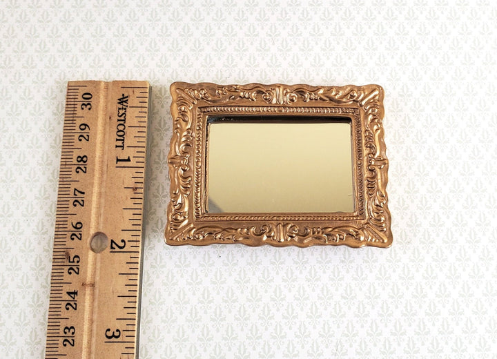 Dollhouse Miniature Mirror with Fancy Gold Frame 1:12 Scale 2 5/8" x 2" - Miniature Crush