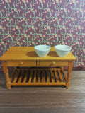 Dollhouse Miniature Mixing Bowls Large Ceramic with Pattern White Set of 2 1:12 Scale - Miniature Crush