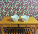 Dollhouse Miniature Mixing Bowls Large Ceramic with Pattern White Set of 2 1:12 Scale - Miniature Crush