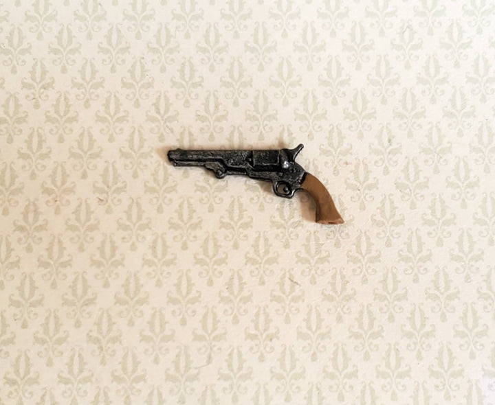 Dollhouse Miniature Navy Colt Handgun Revolver 1:12 Scale Painted Metal Prop - Miniature Crush