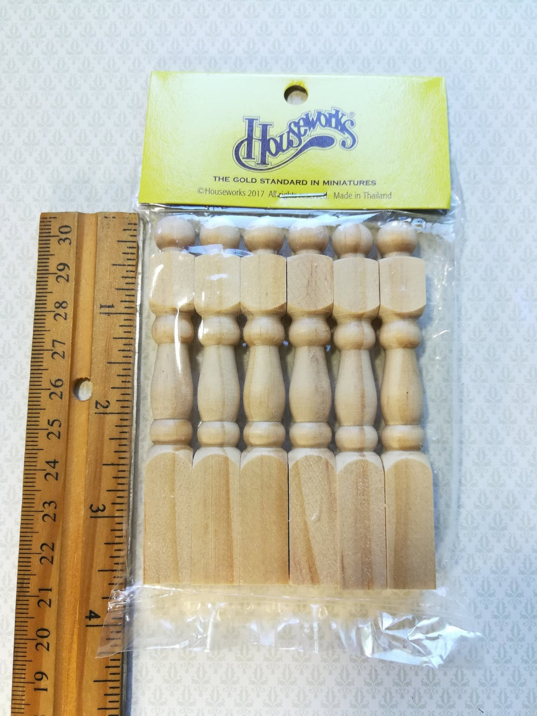 Dollhouse Miniature Newel Posts Large 1:12 Scale for Stairs 3 1/2" Tall spindles - Miniature Crush